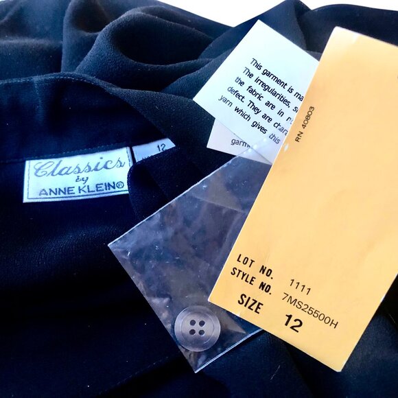 Classics by Anne Klein Vintage 80's Black SILK SHEER Sarong Wrap Skirt NEW - Picture 7 of 14